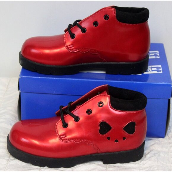 Vtg Jumping Jacks Red Boots 11.5 M Girl Heart to Heart Shiny Chukka Rain Patent - Picture 3 of 10
